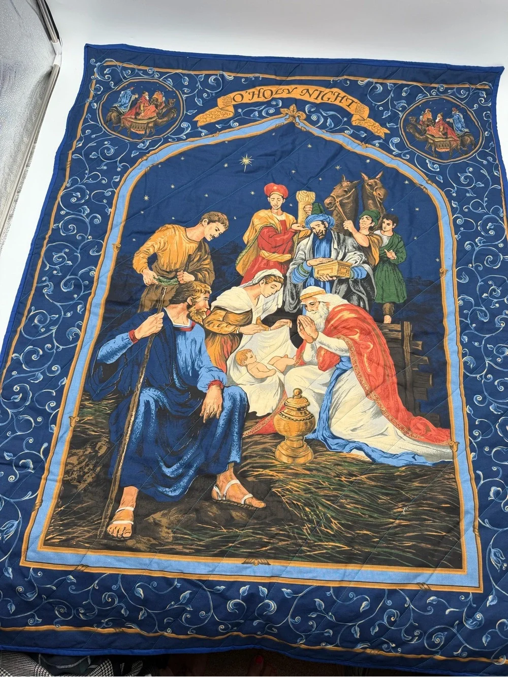 O Holy Night Nativity Quilted Blanket Christmas Throw Quilt 32x42 Wise Men